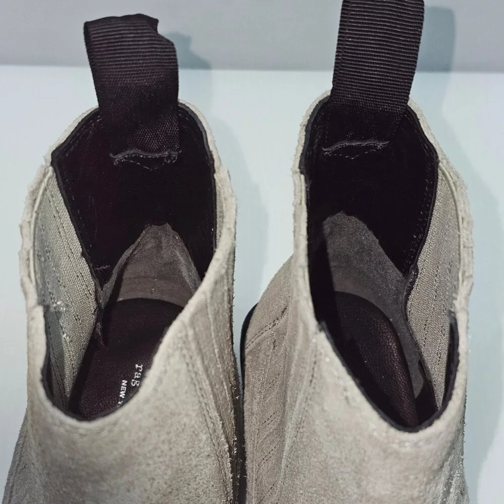 Rag & Bone Rover Chelsea Ankle Boot Womens EU 39.5 Cemento Gray Suede Designer